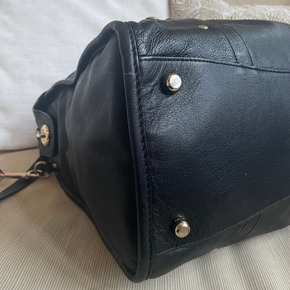 Rare Coach Rhyder 33 Black Pebbled Leather Satchel Crossbody | Gold Hardware - Picture 6 of 11